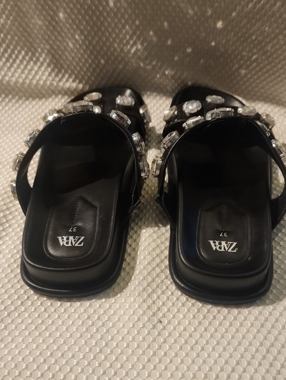 Zara Black Crystal-Embellished Slide Sandals - Picture 10 of 10